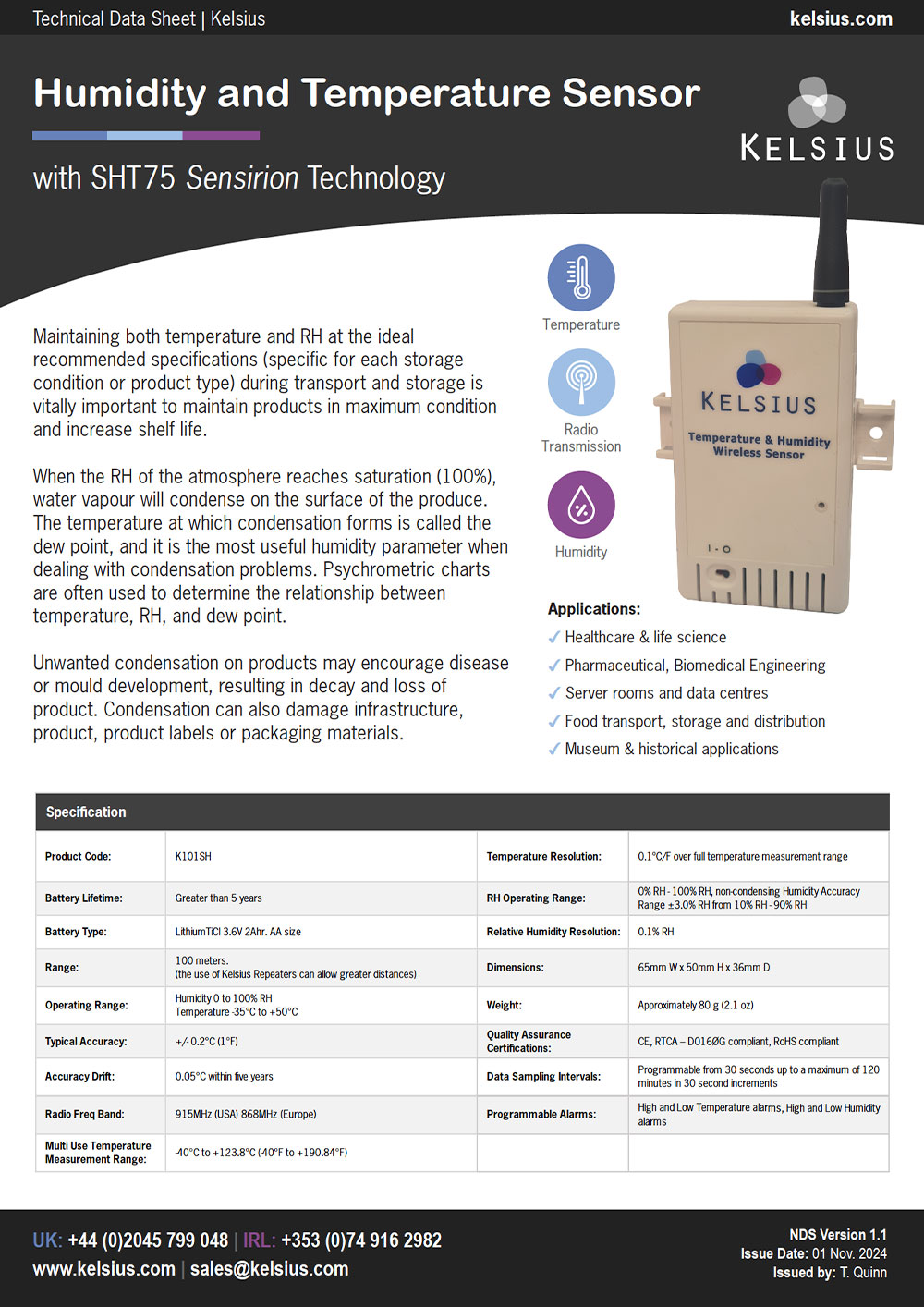 K101SH-Data-Sheet-Wireless-Humidity-Sensor-Kelsius-Website-Thumbnail